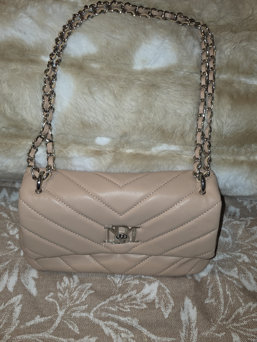 Quilted Chain Shoulder Bag - Blush Pink
